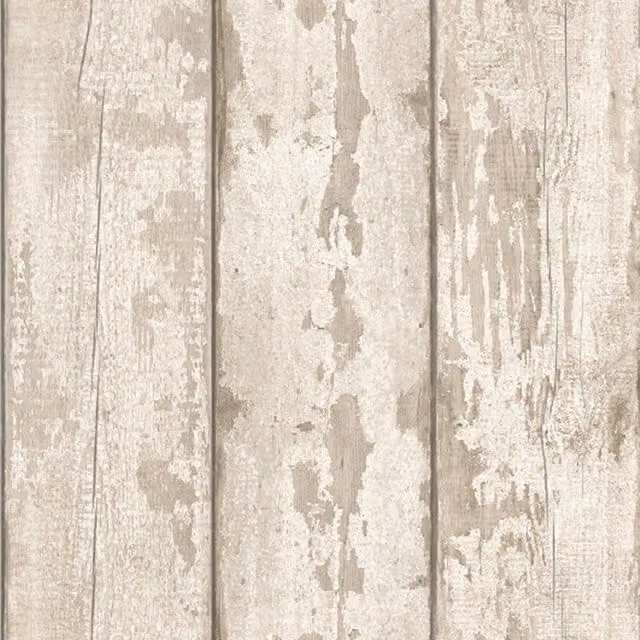 Arthouse White Washed Wood Shabby Chic Wallpaper in Cream and Beige