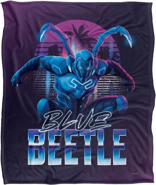 Blue Beetle (2023) Super Soft Silky Touch Throw Blanket, White and Multicolour, W: 152 cm, D: 127 cm – 1