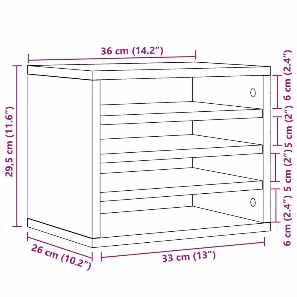 Kelvenix Multi-Compartment Wood Desk Organiser in Brown, W/D/H: 36 x 26 x 29.5 cm – 2