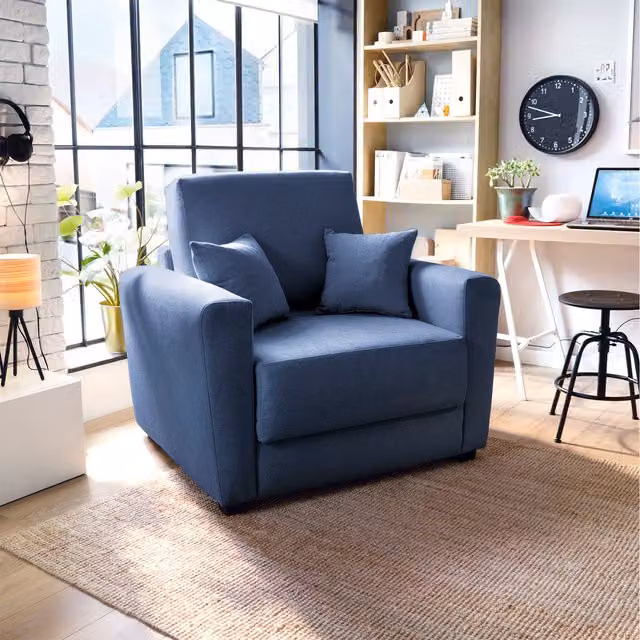 Abakus Direct Olly Velvet Single Sofa Bed in Dark Blue