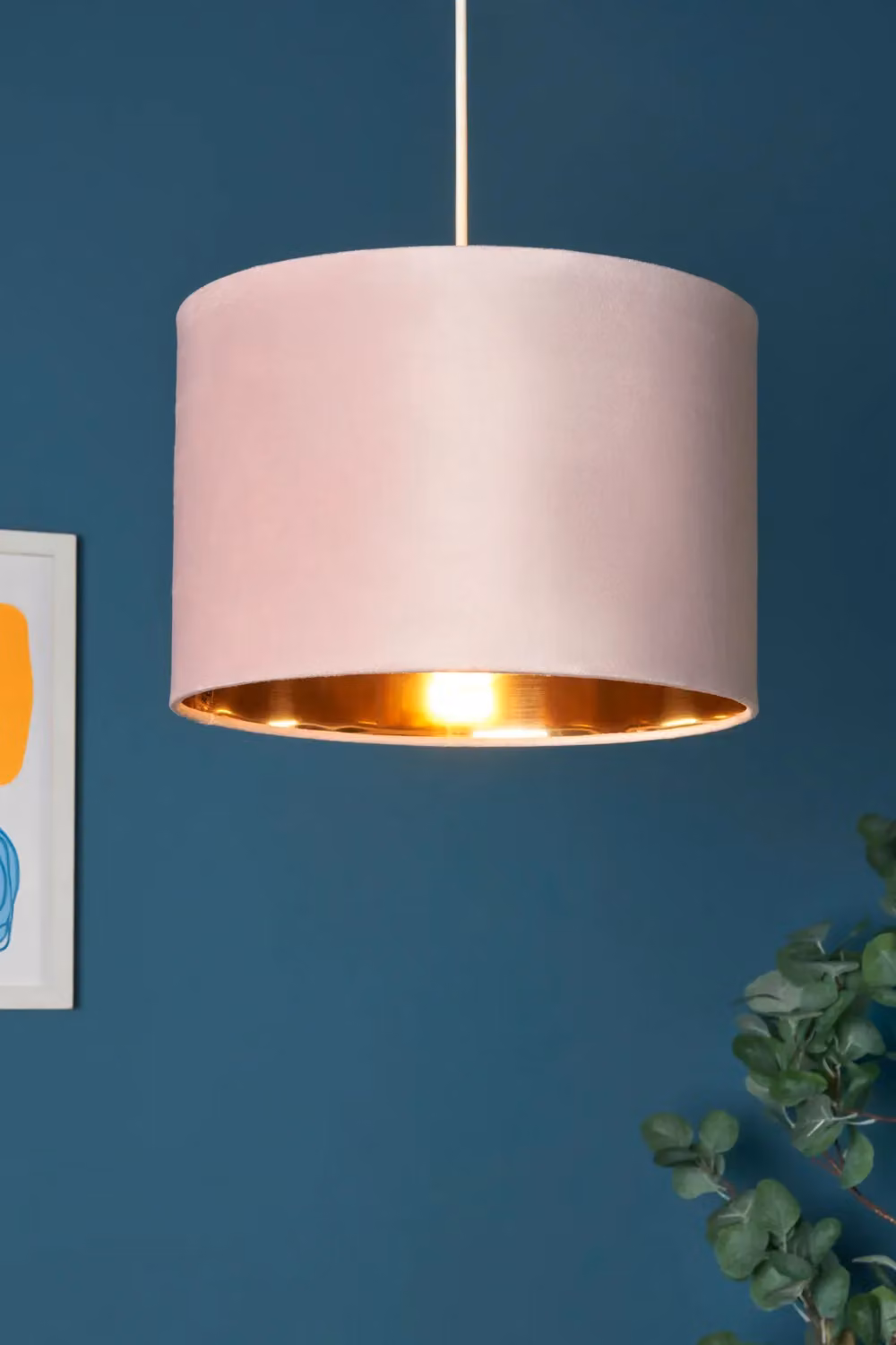 BHS Lighting Pink Velvet Cylinder Easy Fit Light Shade, Diameter: 30 cm, Height: 21 cm – 2