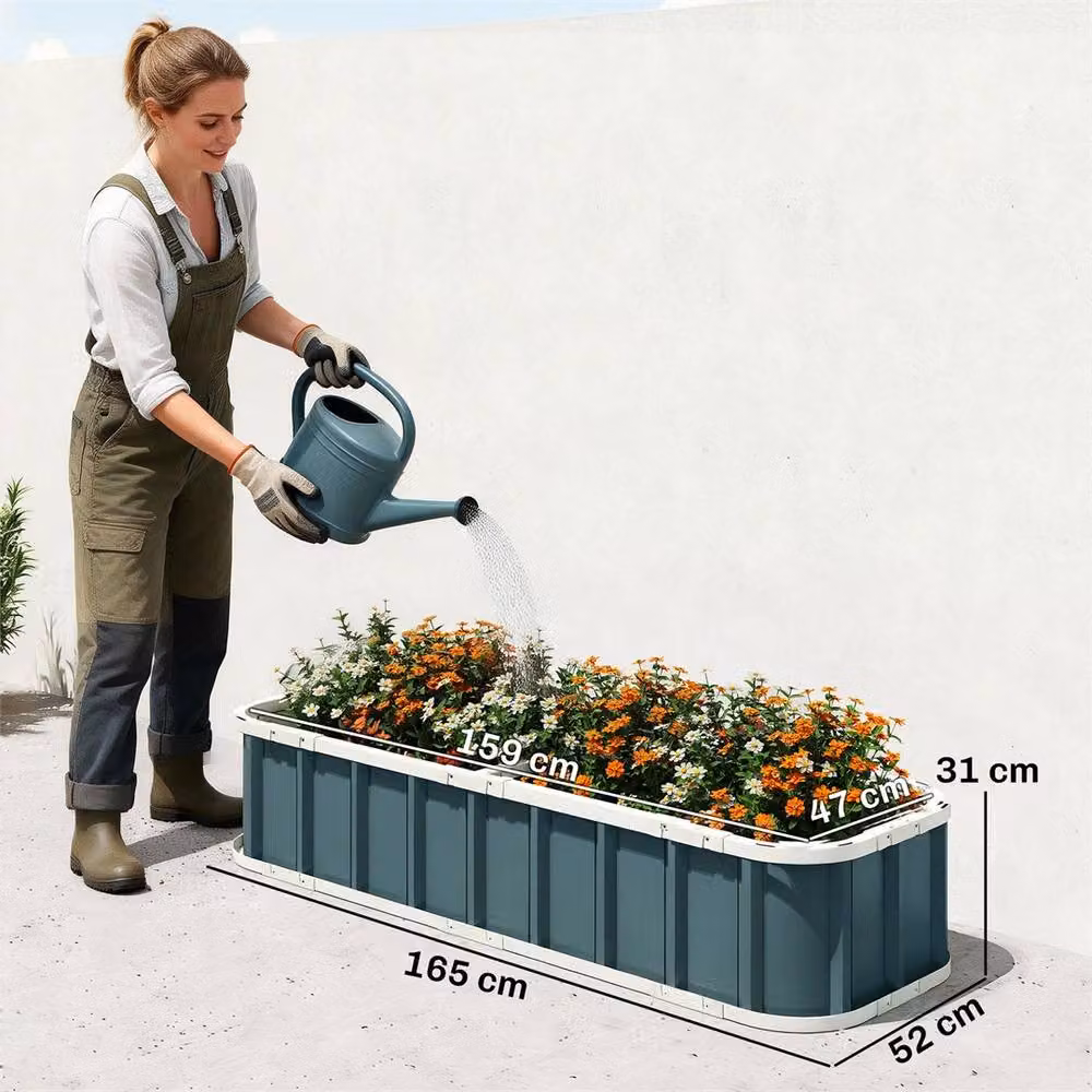 NESTLUNE Grey Metal Raised Garden Bed Planter Box, W/D/H: 152.4 x 60.96 x 30.48 cm – 3