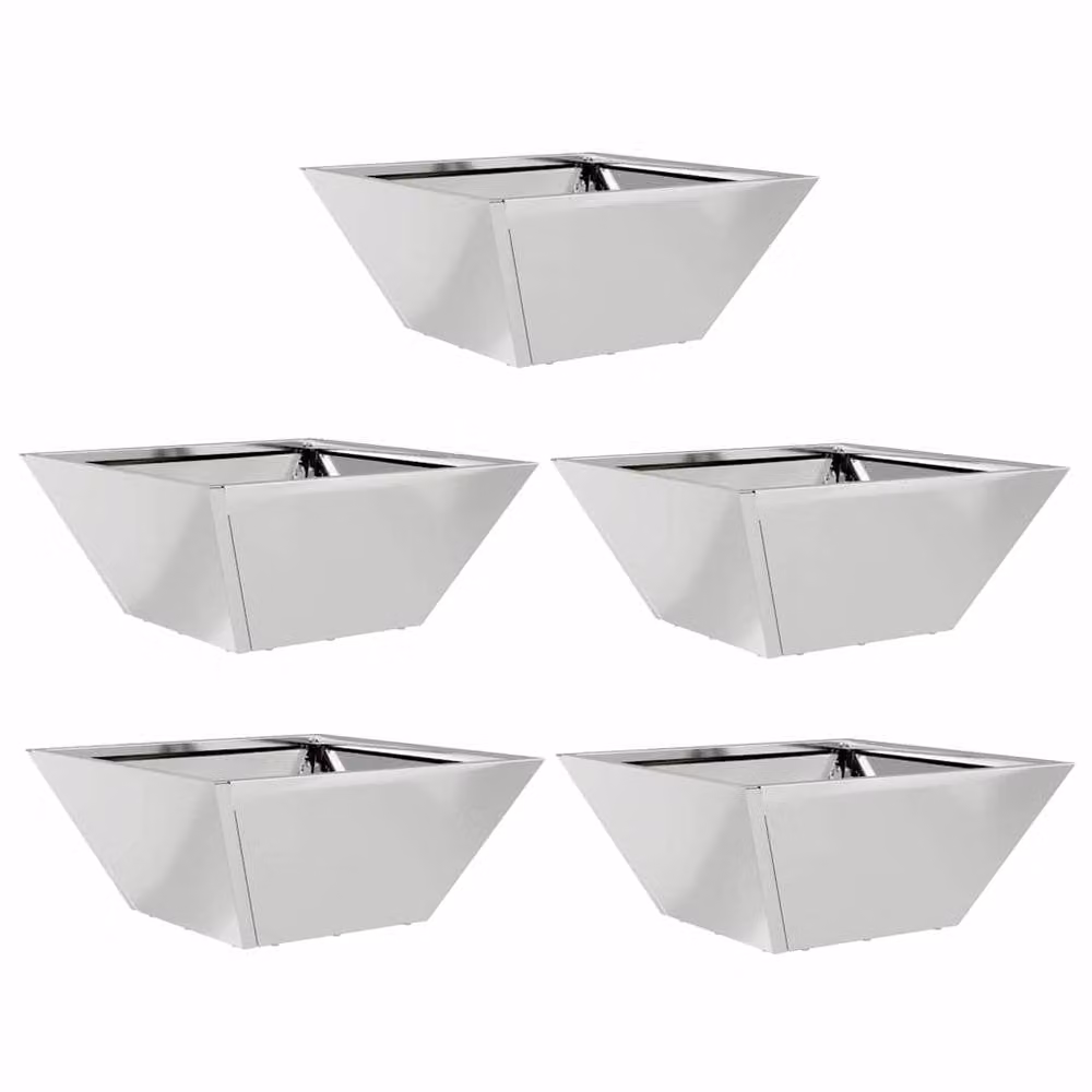 Berkfield Home Elegant Garden Bowl Planters, 5 Piece Set, Silver Galvanised Steel, W/D/H: 35 x 35 x 15 cm – 3
