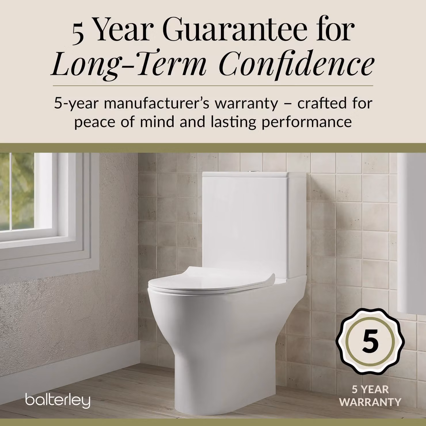 Balterley Compact Ceramic Toilet Pan with Cistern and Soft Close Sandwich Seat, White, W/D/H: 37.5 x 61 x 80 cm – 4