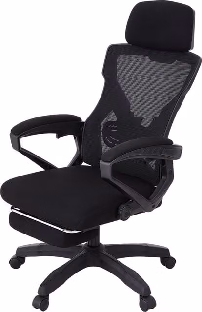 Livingandhome Modern Black Fabric Task Chair with Headrest, Armrests and Castors for Home Office