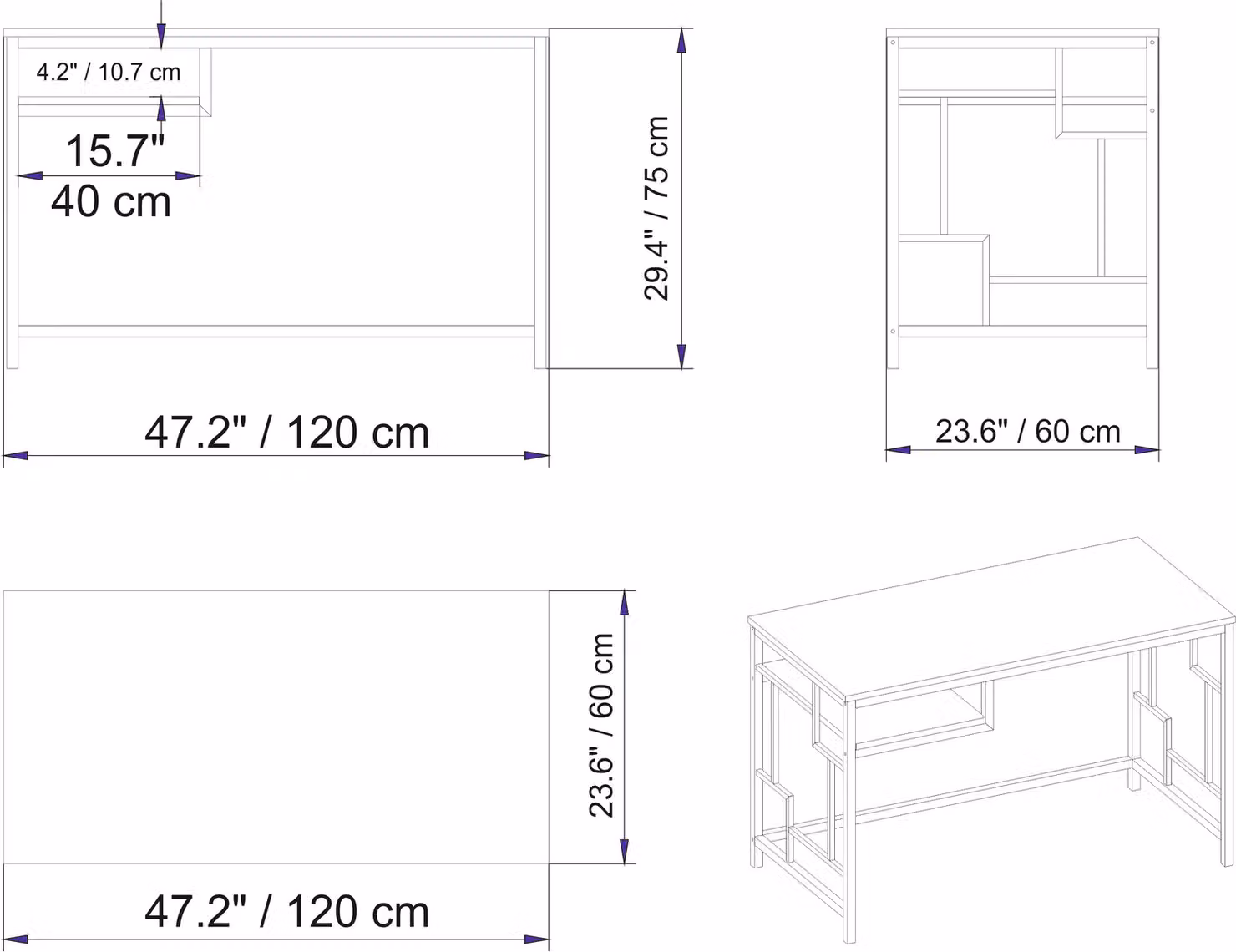 Decorotika Victory Computer Desk in White and Gold – 3