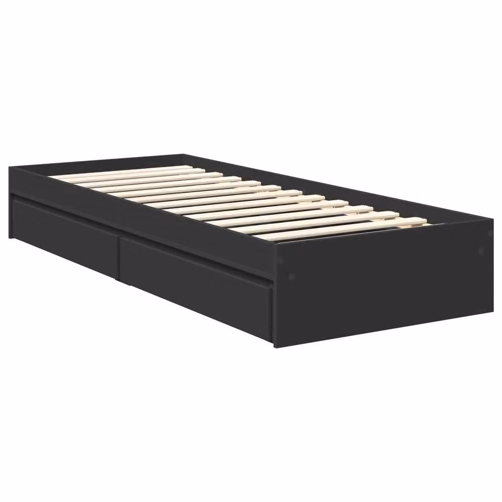 Berkfield Home Modern Black Storage Bed with Headboard and Drawers, Engineered Wood, W: 75 cm x L: 190 cm – 3