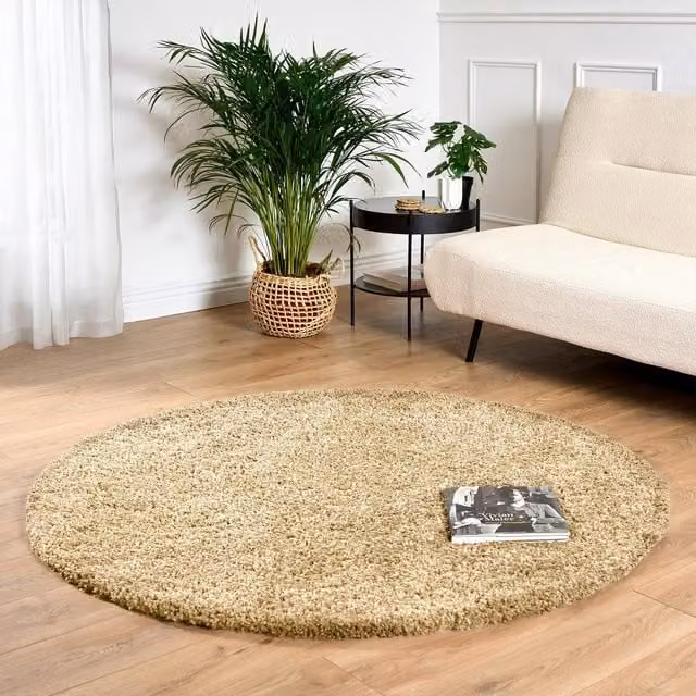 Bravich California Shaggy Round Rug in Beige, Diameter: 150 cm