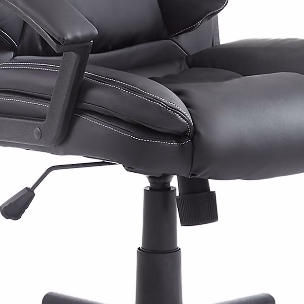 Rolipo Black PU Leather Swivel Office Task Chair with Adjustable Height and Armrests – 8