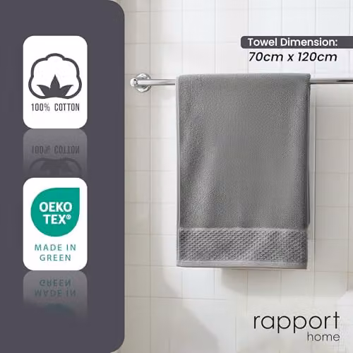 Rapport Home Eden Weave 2-Pack Cotton Bath Towels in Steel Grey, W/H: 70 x 120 cm – 5