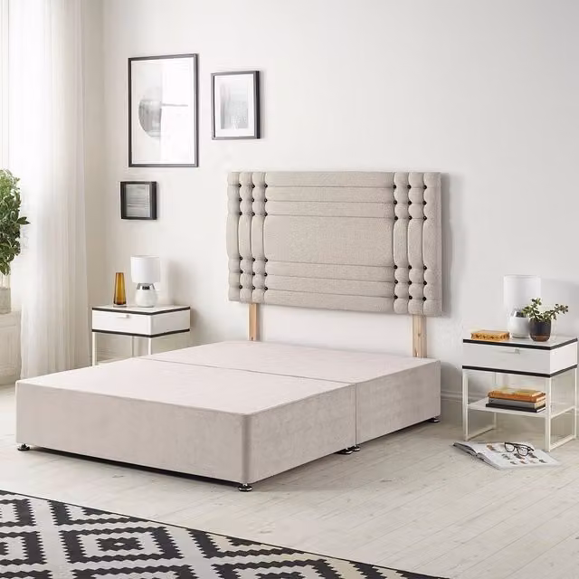 Somnior Beds Ltd Saville Silver Velvet Divan Base with Drawers, W/D/H: 120 x 200 cm