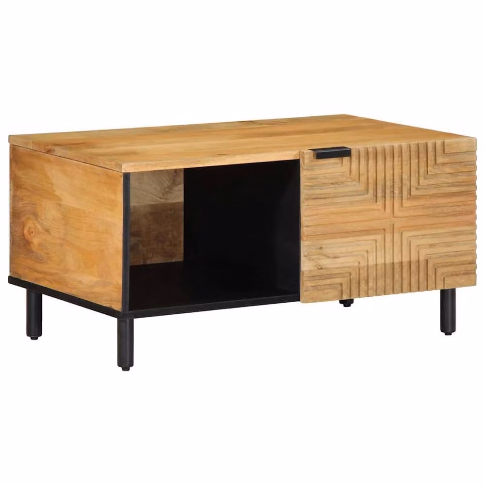 Berkfield Home Beautiful Coffee Table in Brown Solid Mango Wood, W: 80 cm, D: 50 cm, H: 40 cm – 1