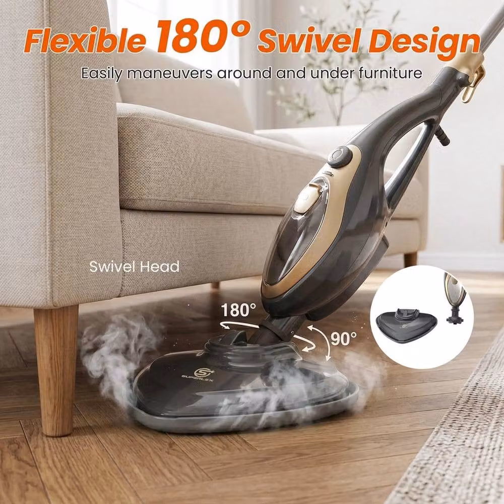 VOGREX 15-in-1 Upright and Handheld Steam Mop Floor and Window Cleaner in Black – 3
