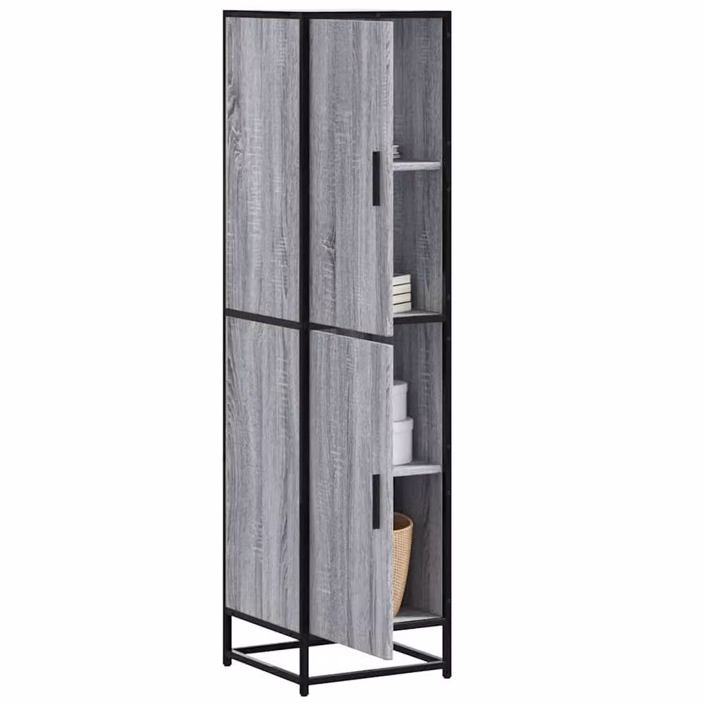 Berkfield Home Grey Sonoma Highboard in Engineered Wood and Metal, W/D/H: 35.5 x 35 x 139 cm – 2