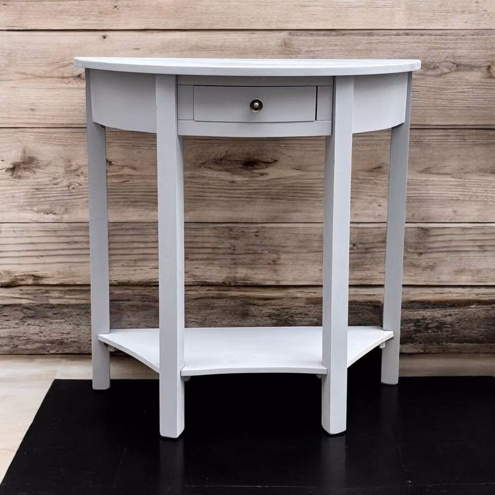 Minster Single Drawer Side Table in White, W80 x D35 x H80 cm – 3
