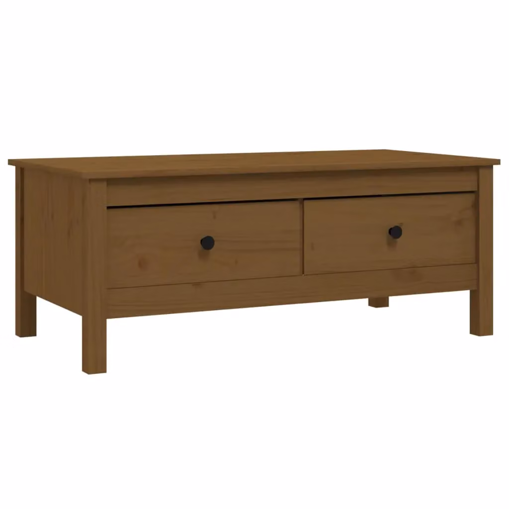 Berkfield Home Rustic Solid Wood Pine Coffee Table, Honey Brown, W: 100 cm, D: 50 cm, H: 40 cm – 2