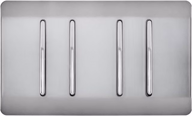Trendi 4 Gang Flush Light Switch (1x 2 Way & 3x Intermediate) 10 Amp in Brushed Steel Silver/Grey
