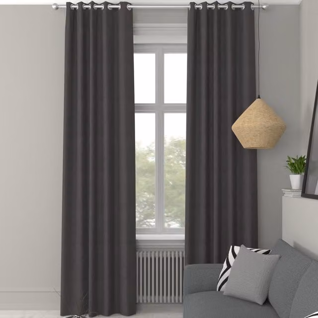 Simply Collection Iowa Silk Essence Made to Measure Blackout Eyelet Curtain Panel in Grey or Black