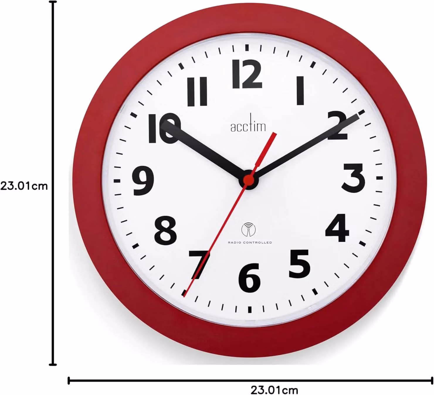 Acctim Parona Radio Controlled Analog Wall Clock in Red and Black, Diameter: 23 cm – 4