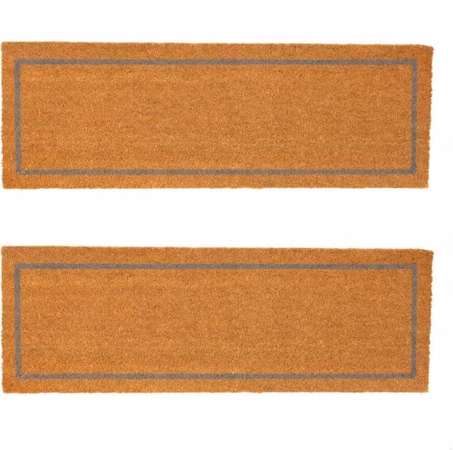 Nicola Spring Coir Door Mat Set of 2, Grey Inset in Brown, W: 120 cm, D: 40 cm