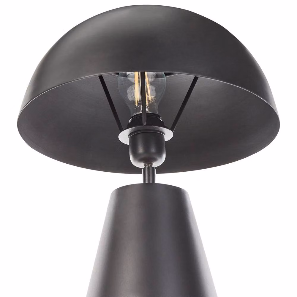 Wyld and Coco Handmade Industrial Metal Table Lamp in Matte Black with LED Dome Shade – 4