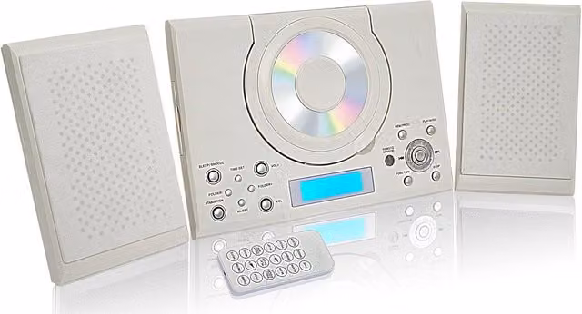 Grouptronics CD Player Radio with Clock Alarm and USB in White