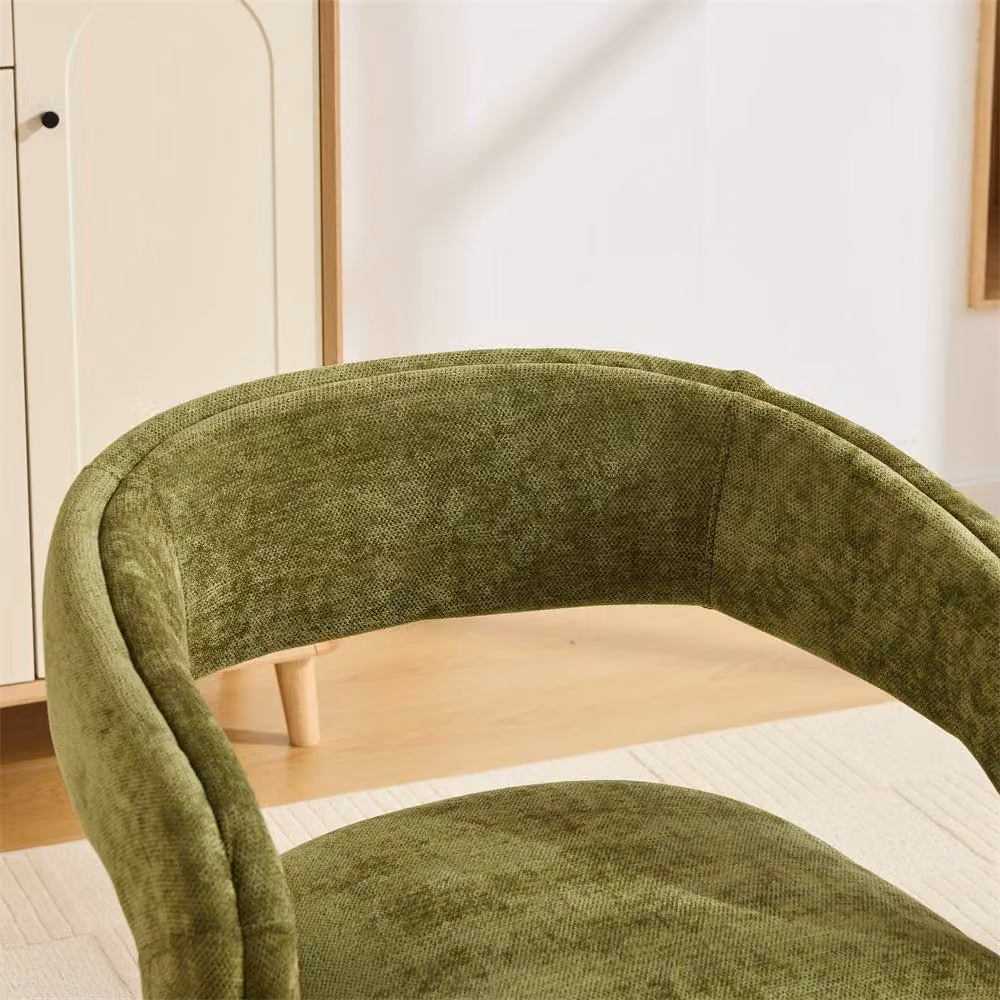 Direct Wicker Green Chenille 360 Degree Swivel Armchair with Fabric Covered Wooden Base – 2