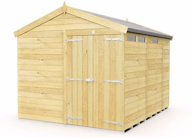 Buttercup Farm Apex Security Wooden Shed with Double Doors in Brown, W231 x D272 x H217 cm – 1
