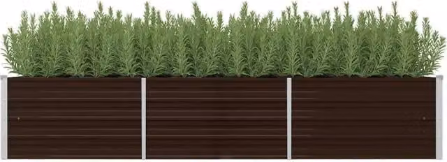 Berkfield Home Garden Brown Galvanised Steel Raised Bed W: 240 cm, D: 80 cm, H: 45 cm – 1