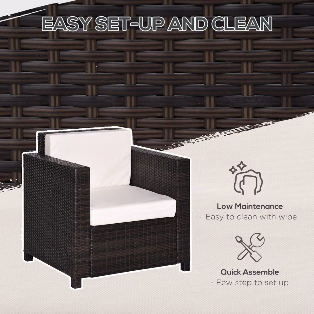 ERGOVEXA Brown PE Wicker Rattan Single Seater Garden Armchair, W/D/H: 80 x 75 x 70 cm – 7