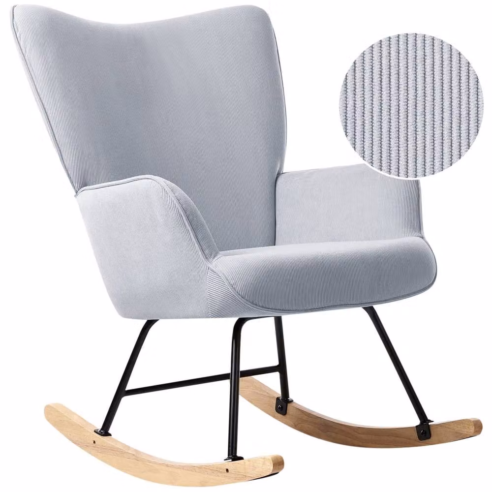 Wyld and Coco Jumbo Rocking Armchair in Light Blue Corduroy – 2