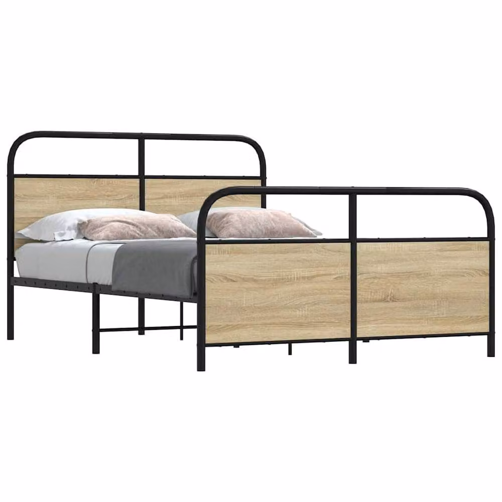 Berkfield Home Elegant Small Double Bed Frame in Sonoma Light Brown, W/D/H: 120 x 190 cm – 2