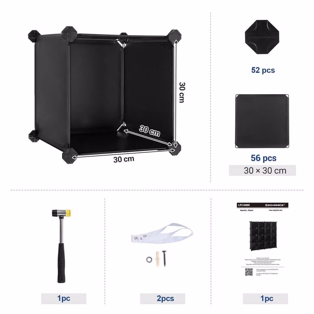 KORVIXA 15-Cube Freestanding Shoe Rack in Black – 2
