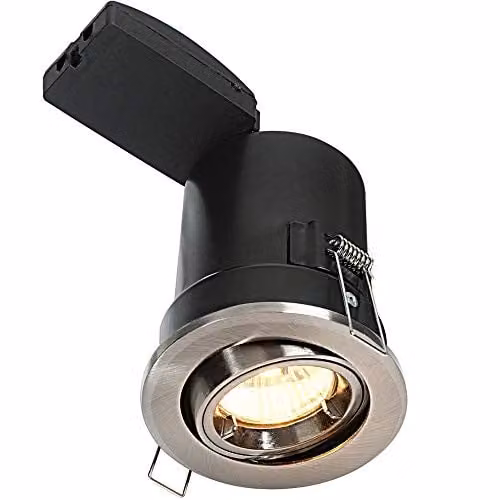Loops Fire Rated GU10 Tilting Recess Ceiling Downlight in Silver or White