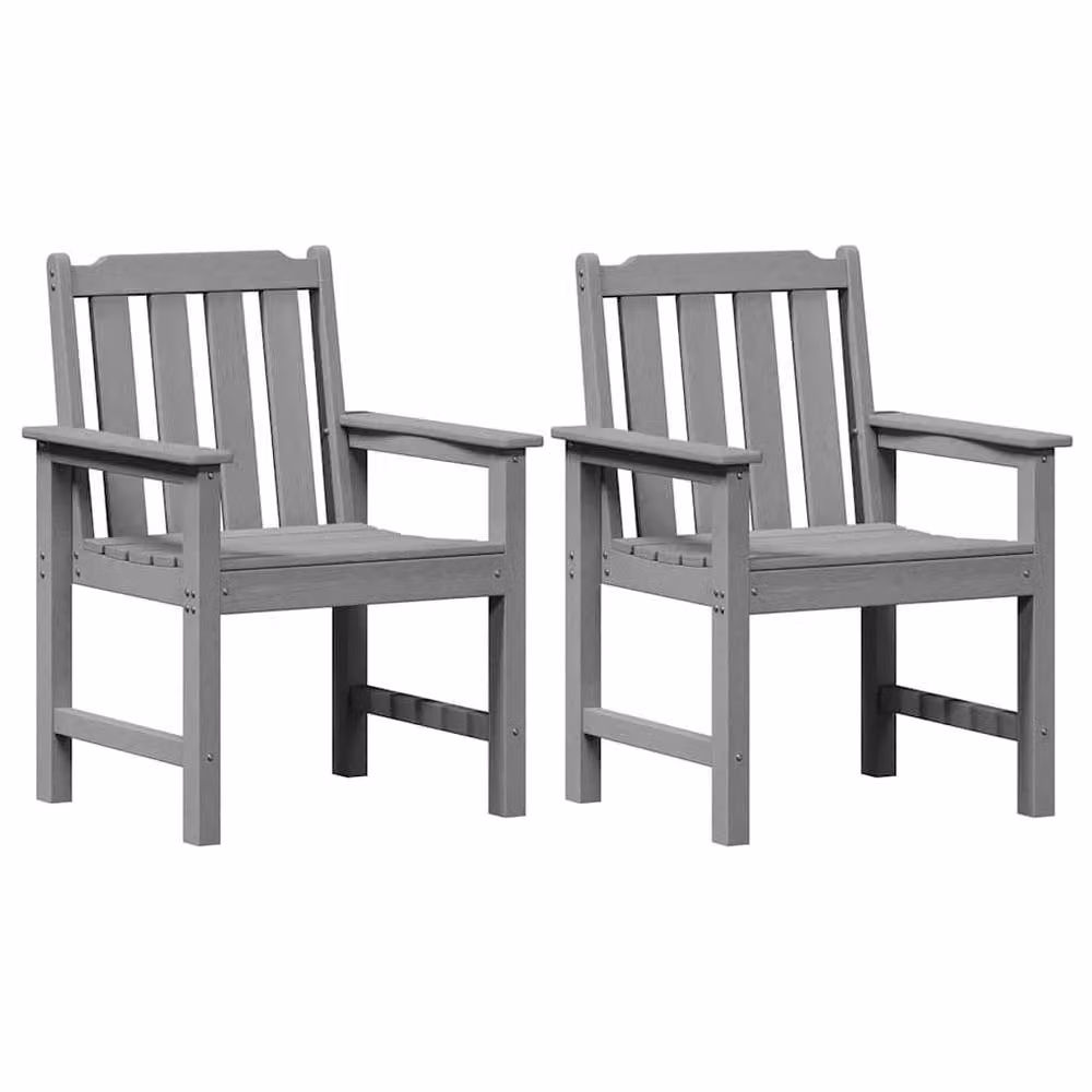 Berkfield Home Modern Garden Dining Chairs, 2 Piece Set, Light Grey HDPE and Acacia Wood – 2