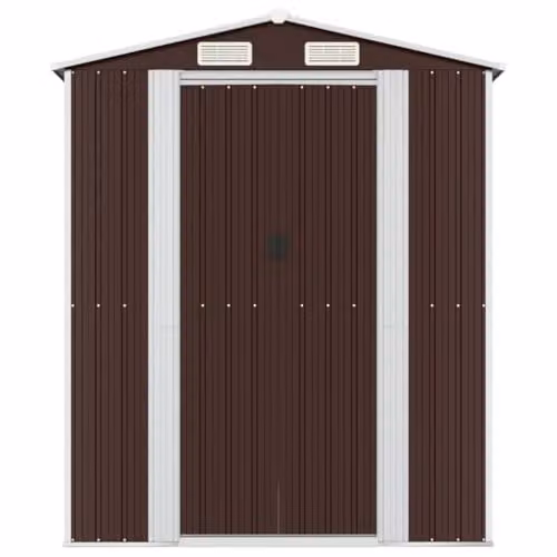 vidaXL Garden Shed Outdoor Storage House in Dark Brown Galvanised Steel, W/D/H: 689 x 192 x 223 cm – 3