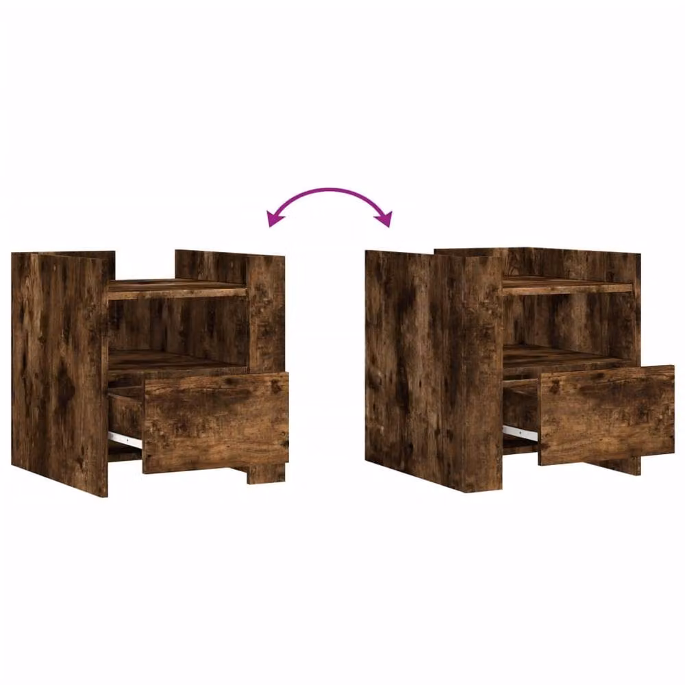 Berkfield Home Bedside Cabinet in Smoked Oak Brown, W/D/H: 45 x 50 x 50 cm – 6