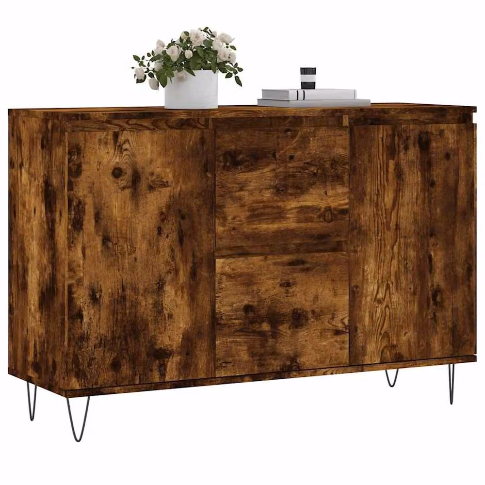 Berkfield Home Industrial Sideboard in Smoked Oak Brown, W/D/H: 104 x 35 x 70 cm – 3