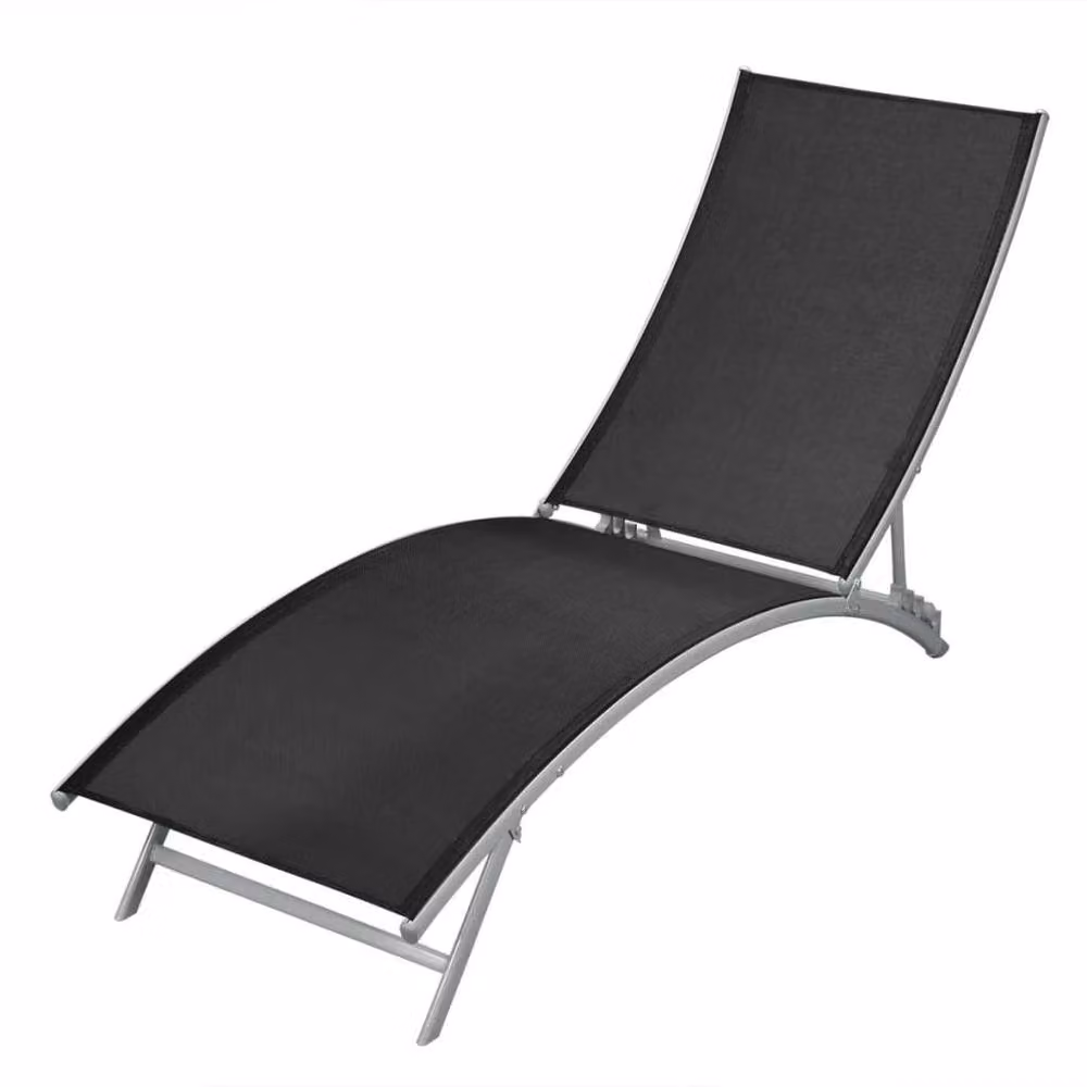 Berkfield Home Sun Lounger in Black Powder Coated Steel and Textilene with Adjustable Headrest – 2