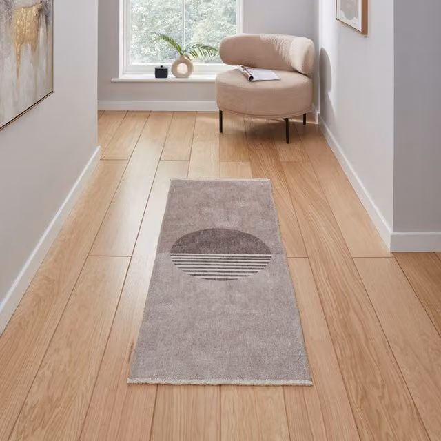 Terrys Whisper H1067 Abstract Beige Washable Flat Weave Polyester Runner