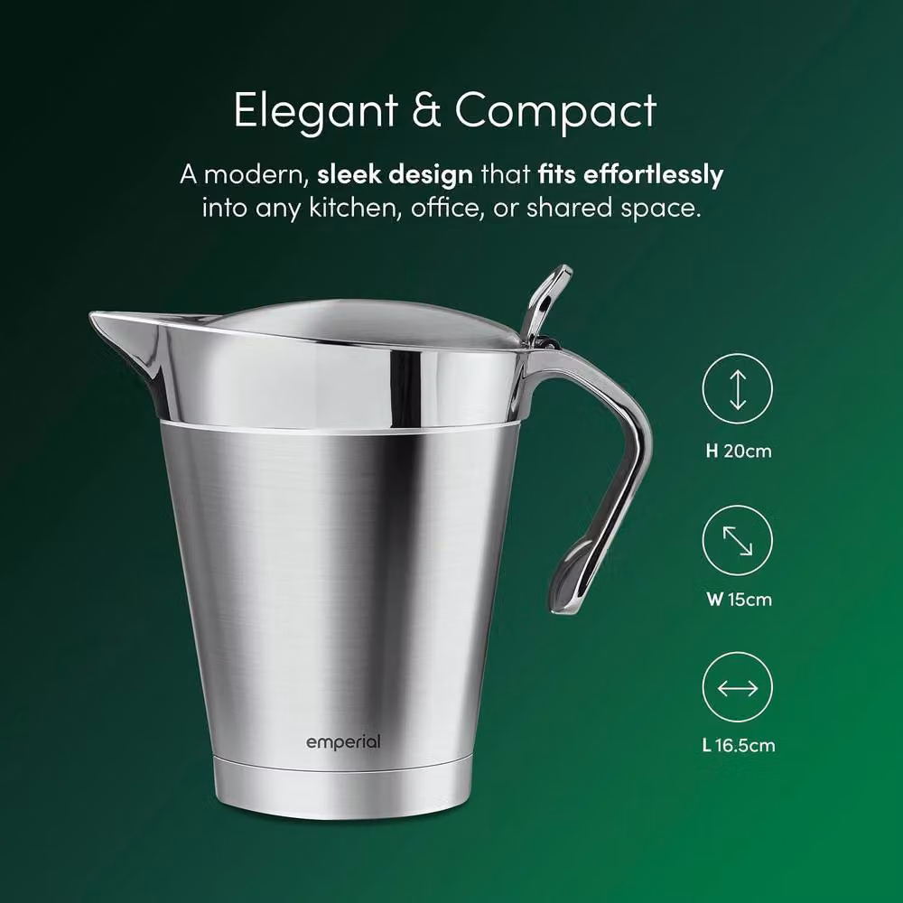 Emperial Stainless Steel Double Insulated Gravy Boat with Lid, Silver, 1 l – 6