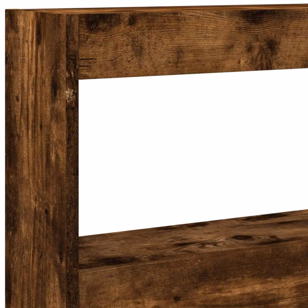 Berkfield Home Headboard Cabinet with LED in Smoked Oak, Brown, W: 200 cm, D: 17 cm, H: 102 cm – 7
