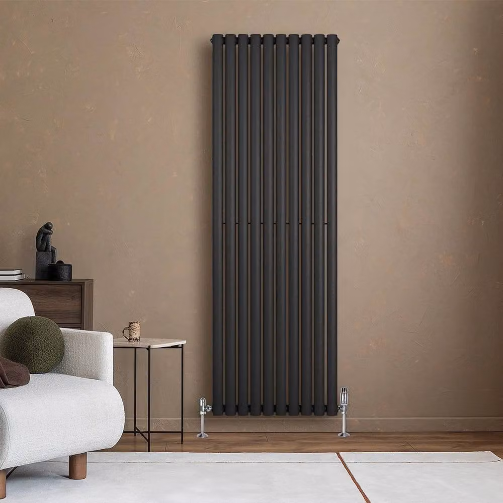 Monstershop Oval Single Column Steel Radiator in Black, H 180 cm x W 60 cm – 4