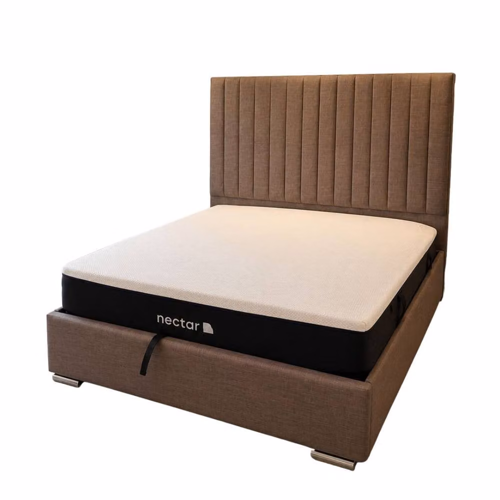 Stratus Interiors Romana Slim Paneled Designer Bed Frame in Brown Velvet, Small Double, W/D/H: 120 x 200 cm – 2