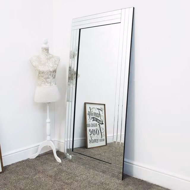 MirrorOutlet Eden Triple Edge Venetian Mirror, Silver, H 174 cm x W 86 cm