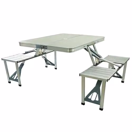 Gr8 Garden Aluminium Folding Camping Table and 4 Chairs Set in Silver – 1