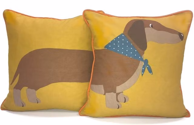 Rapport Home Long Sausage Dog Cushion Cover, Gold/Yellow, W/D/H: 43 x 43 x 1 cm