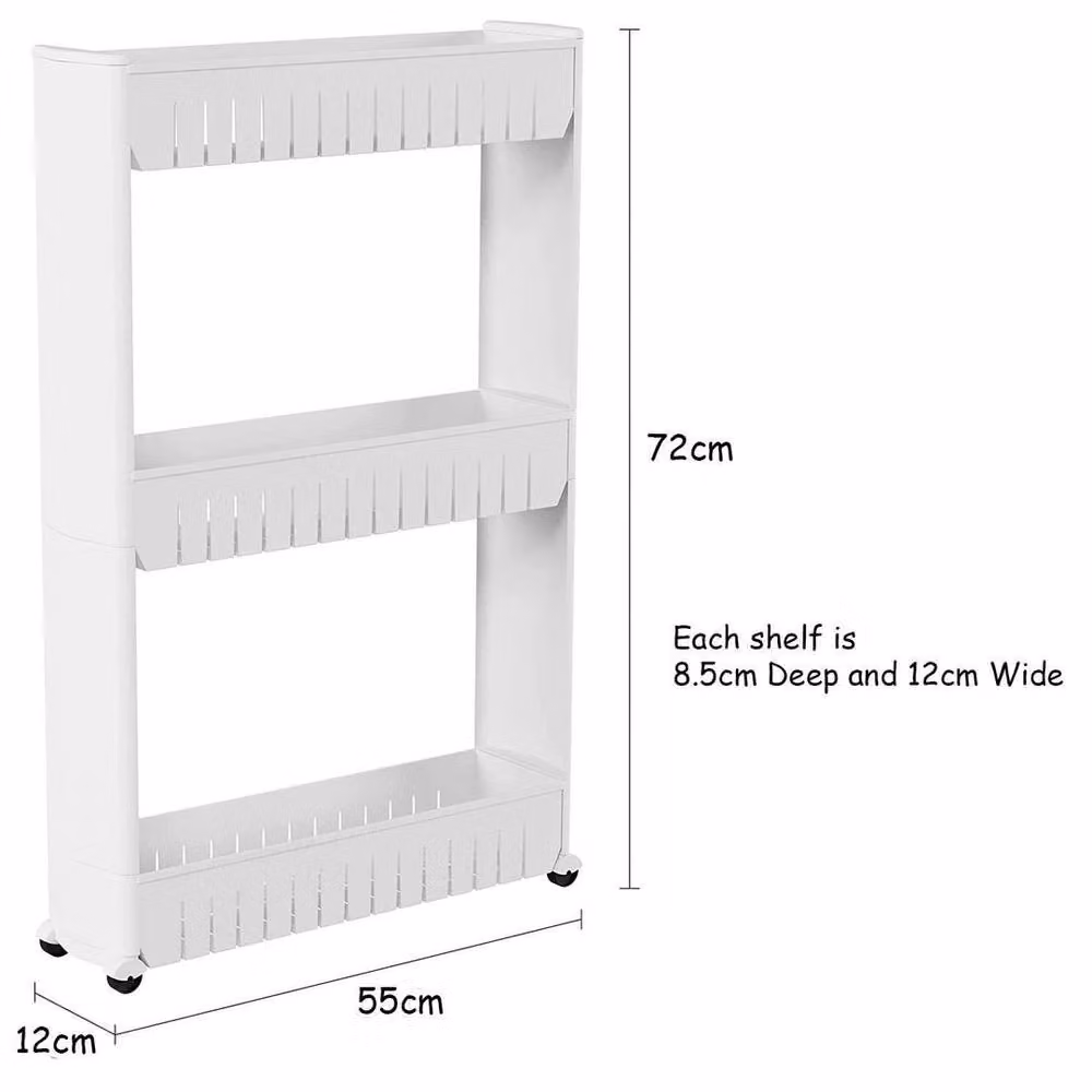 EONLION 3 Tier Slim Slide Out Kitchen Trolley in White – 2