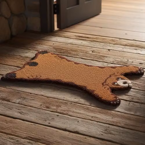 Esschert Design Bear Coir Doormat, Brown, W/D/H: 44.8 x 74.8 x 1.7 cm – 2
