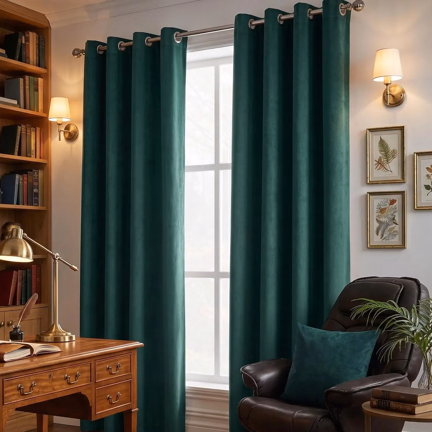 Luxury Living Velvet Chenille Eyelet Curtains, Green, Width: 142 cm, Drop: 229 cm – 3